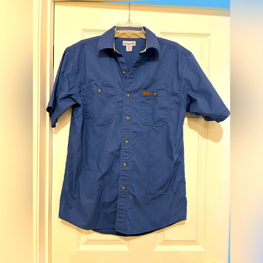 Carhartt Men's Blue Button Up Short Sleeve Shirt Size M